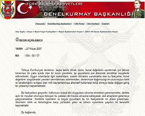 27 Nisan Genelkurmay Başkanlığı Basın Açıklaması